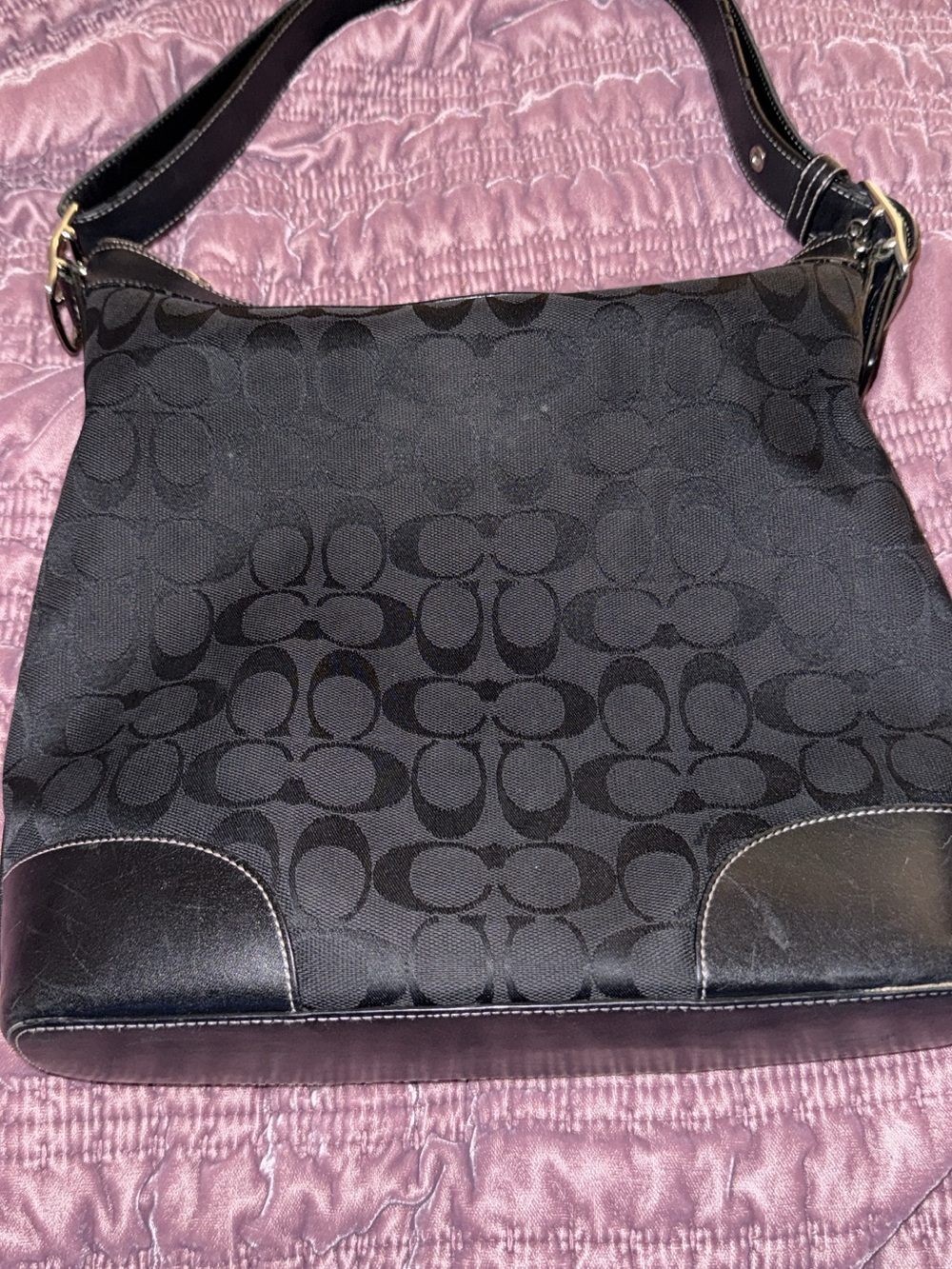 Coach Black Signature Canvas Shoulder Bag